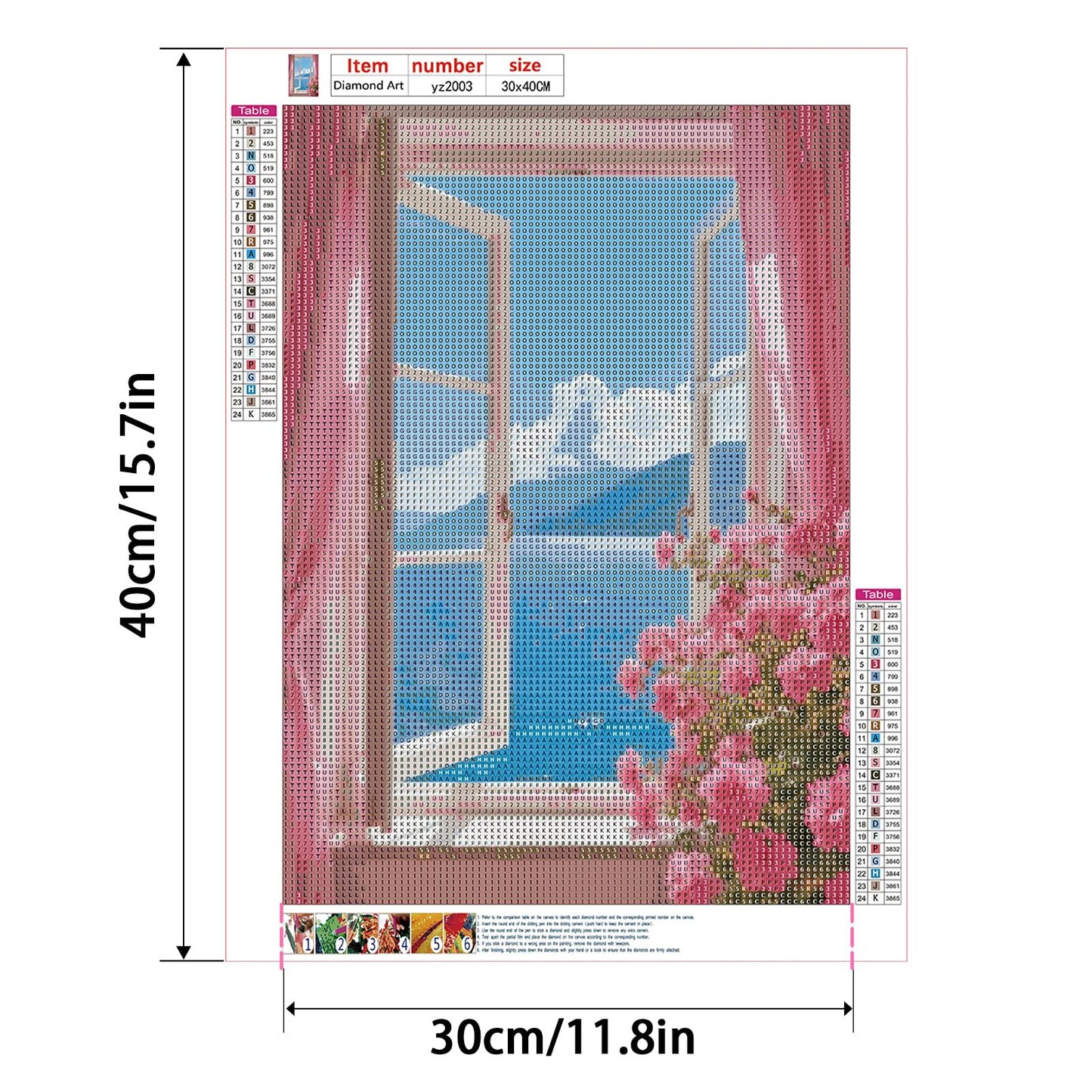 JZHYOAN Window Sea Sky 30x40cm Diamond Art Painting Kit for Adult Diamond Art for Beginners Adult 5D DIY Full Drill Round Gem Art Craft Home Wall Decor Gift Crystal Rhinestone Round Cross Stitch Kit