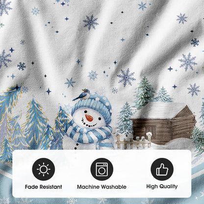 AVOIN colorlife Snowflake Snowman Cardinal Christmas Tree Skirt 48 Inch, Winter Holiday Tree Mat Decoration