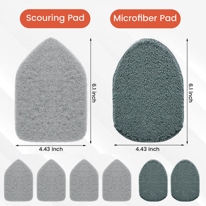 Wlich Scouring Pads Microfiber Cloth Refills 6 Pack, Fit Tub Tile Scrubber Brush Cleaning, Reusable Scouring Scrub Pad and Microfiber Scrub Pads Set for Cleaning Bathroom Kitchen Toilet Tile Sink