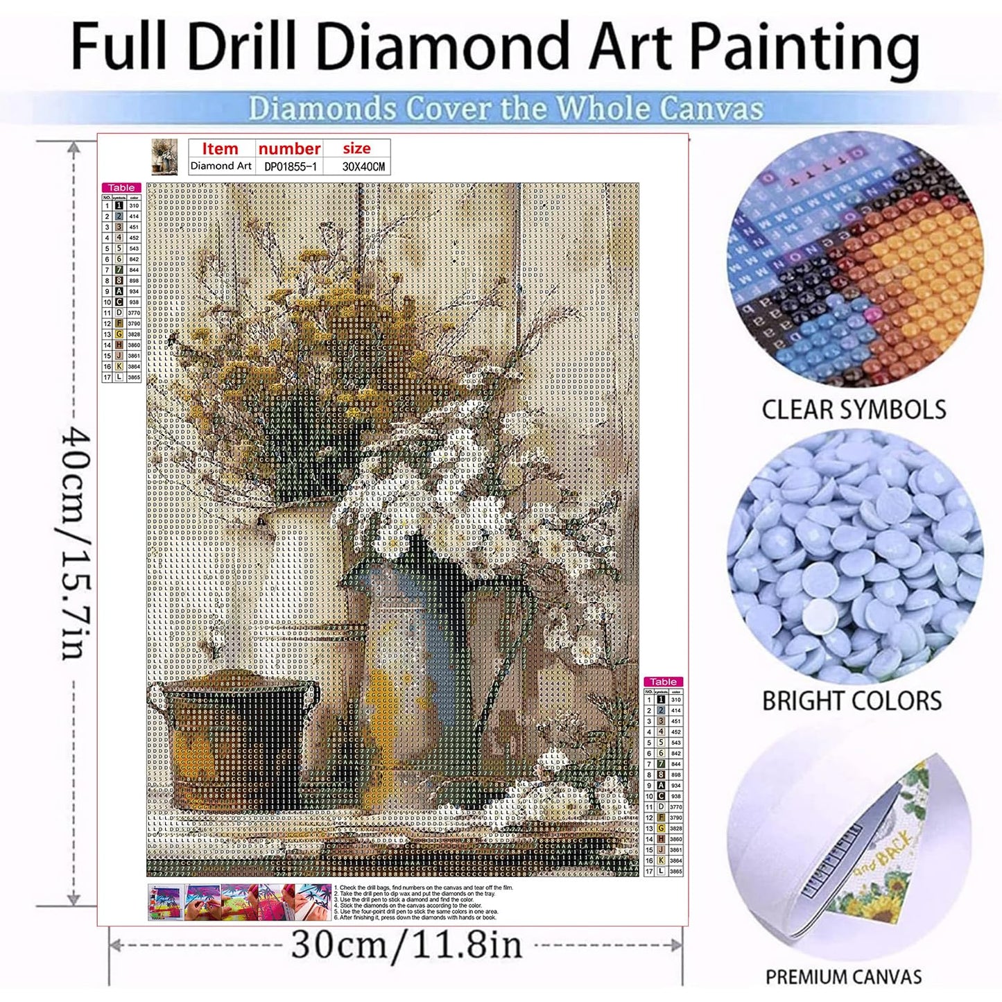 Diamond Art Kits for Adults Beginner, 3 Pack Rustic Farmhouse Daisy Painting Diamond Kits 5D Diamond Dots Gem Art Crafts with Tools Round Full Drill Funny Crafts for Home Wall Decor&Gift 12x16 inch
