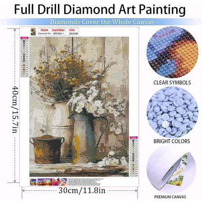 Diamond Art Kits for Adults Beginner, 3 Pack Rustic Farmhouse Daisy Painting Diamond Kits 5D Diamond Dots Gem Art Crafts with Tools Round Full Drill Funny Crafts for Home Wall Decor&Gift 12x16 inch