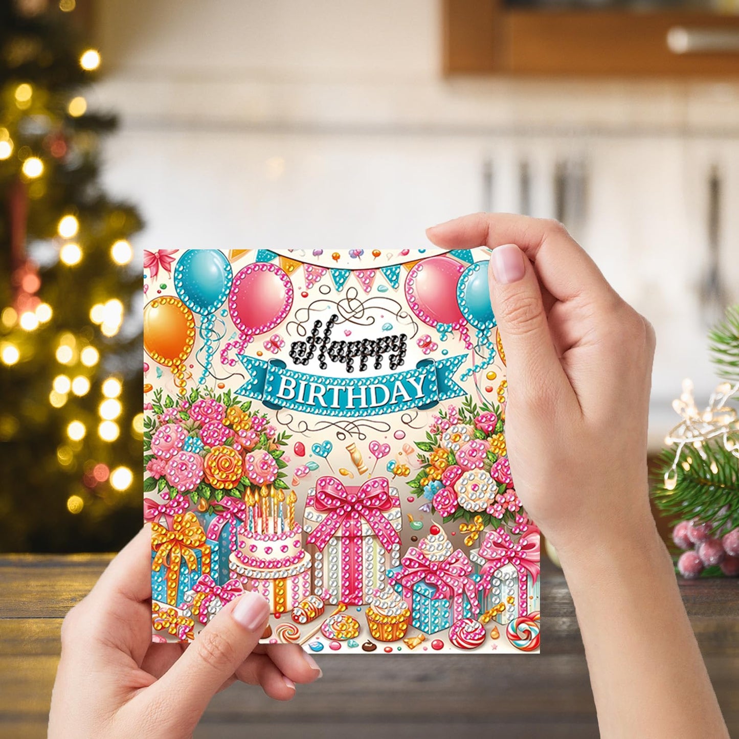 Zyvoreva 12 PCS Birthday Diamond Art Greeting Cards with Envelopes, Cake Square Diamond Painting Greeting Cards Kit for Adults DIY Holiday(Birthday)