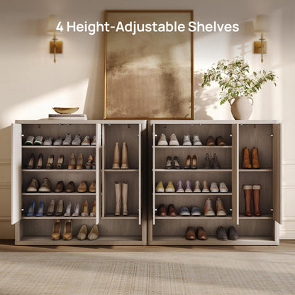 SICOTAS Shoe Cabinet 47.2" Wide Freestanding Hidden Shoe Storage Cabinet with 3 Doors & 4 Adjustable Shelves Tall Modern Shoes Rack Organizer Cabinets Storage for Entryway Hallway Living Room Entrance