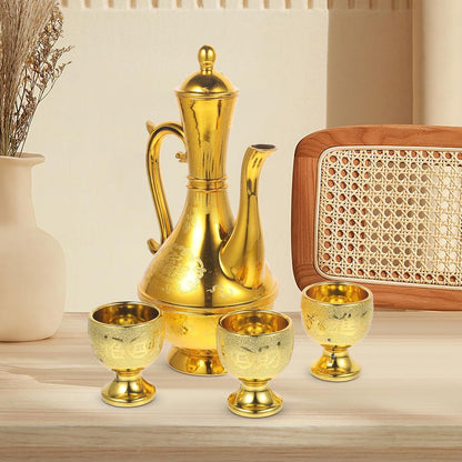 PRETYZOOM Turkish Coffee Tea Pot Set: Gold Water Kettle Teapot with Narrow Spout for Tea Party and Buddhist Offering