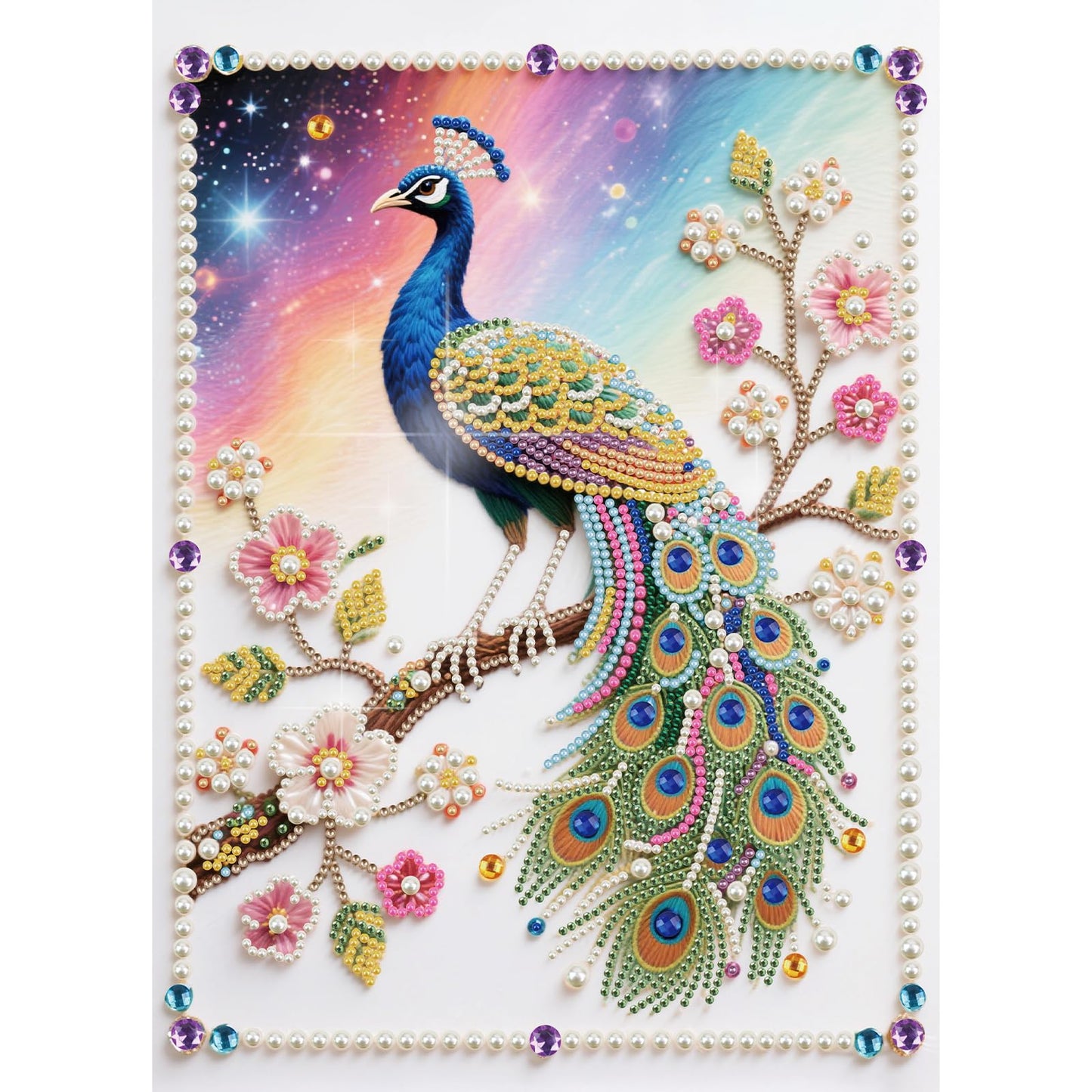 WSLWXSHM Pearl Diamond Painting Kits for Adults Peacock, 5D Special Shape Diamond Art Kits for Beginners, Crystal Rhinestones Diamond Painting for Home Wall Decoration Gift 12×16inch/30×40cm Animal