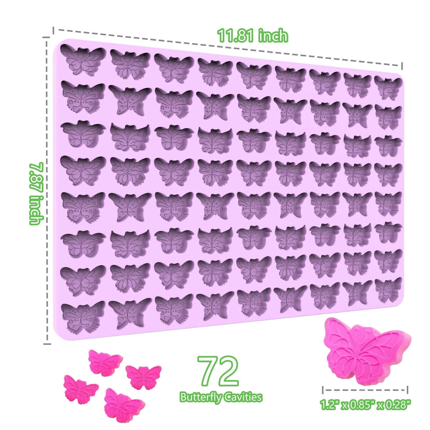 Tadonyny Mini Butterfly Silicone Molds for Chocolate Gummy Candy, Butterfly Mint Molds Ice Cube Molds with Scraper (butterfly)
