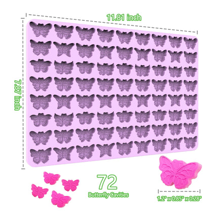 Tadonyny Mini Butterfly Silicone Molds for Chocolate Gummy Candy, Butterfly Mint Molds Ice Cube Molds with Scraper (butterfly)
