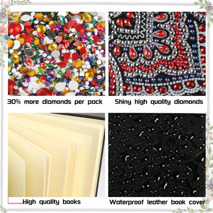 DCIDBEI 2 Pack 5D Diamond Painting Notebooks A5 Blank Owl Peacock Diamond Art Painting Crystal Cross Stitch Special Shaped Arts and Crafts Journal Diamond Kits Writing Sketchbook Journal Diary Books