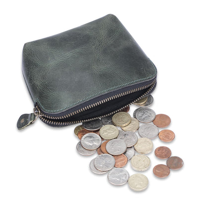 TheAntiq Full Grain Leather Cosmetic Bag – Zippered Makeup Pouch for Women, Small Travel Toiletry & Organizer Pouch for Purse, Premium Handmade Leather (5 × 4 × 2.5 in)