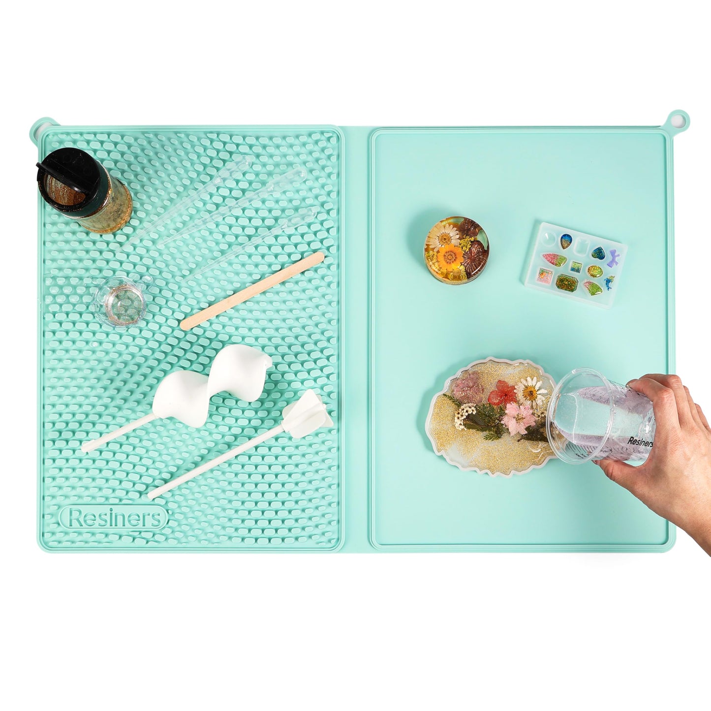 Resiners Resin Mat, 2-in-1 16" x 24" Resin Collector Mat, Heat Resistant Easy Clean Silicone Mat for Resin Molds, Crafts, Jewelry, Paint, Clay & Kitchen