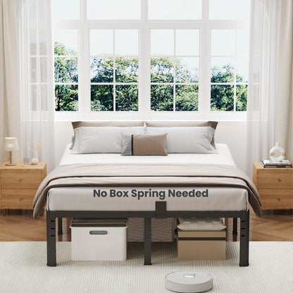 NKZ 14 Inch Queen Bed Frame, Sturdy Metal Platform with Round Corner Legs, 3,500 lbs Heavy Duty Steel Slat Support, Easy Assembly, Noise Free, No Box Spring Needed