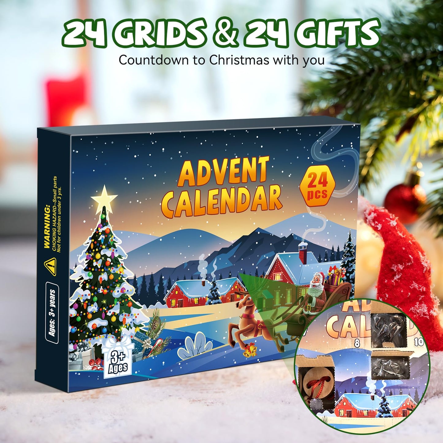 Advent Calendar 2025 Brain Teaser Puzzles for Adults Teens Kids, 24 Pcs Metal & Wood Puzzle Christmas Countdown Calendar with Fun Challenges Toys Game, Xmas Gifts for Boys Girls Teens Adults