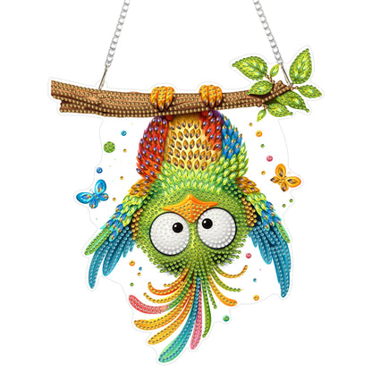 Eiflow Acrylic Diamond Art Hanging Kit for Adults, DIY Diamonds Painting Door Hanger Board Kit, Special Crystal Diamond Art Painting Pendant Ornament (Bird)