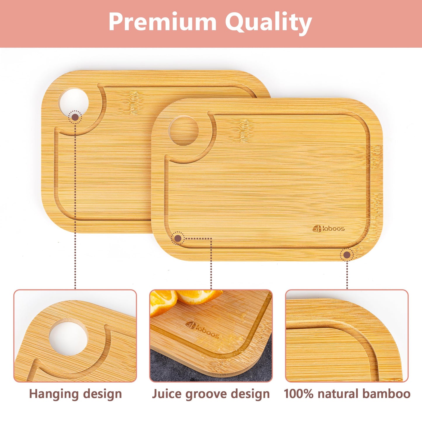 Mini Bamboo Cutting Board Set of 2 - Small Wooden Chopping Boards with Juice Groove, Lightweight & Compact for Baby Food, Dorm, Travel, Camping - 8.5”x6” Easy-to-Store Kitchen Essentials