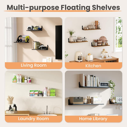 15.7 Inches upsimples Floating Book Shelves for Wall, Wood Shelves for Living Room, Bathroom, Bedroom, Kitchen Storage