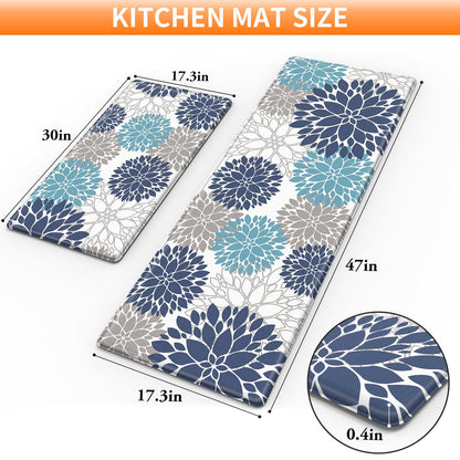 StepLively Kitchen Mats, 2PCS Kitchen Rugs, Cushioned Anti Fatigue Kitchen Mats for Floor, Kitchen Accessories Non-Slip Waterproof Kitchen Rug Set for Sink, Kitchen, Laundry, 17.3"×30"+17.3"×47"