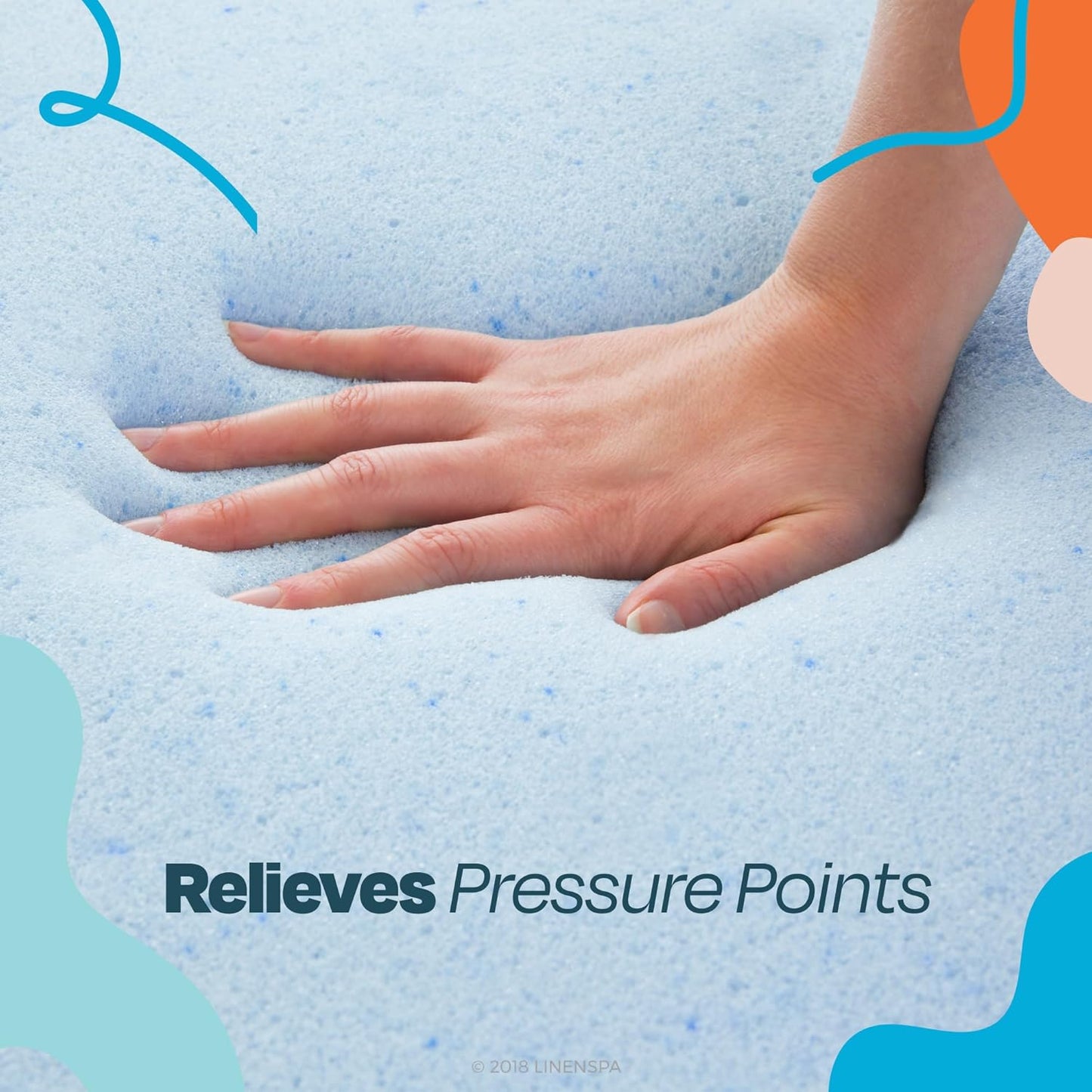 LINENSPA Twin Size Memory Foam Mattress Topper - 2 Inch Gel Infused Cooling Plush Feel - CertiPUR Certified
