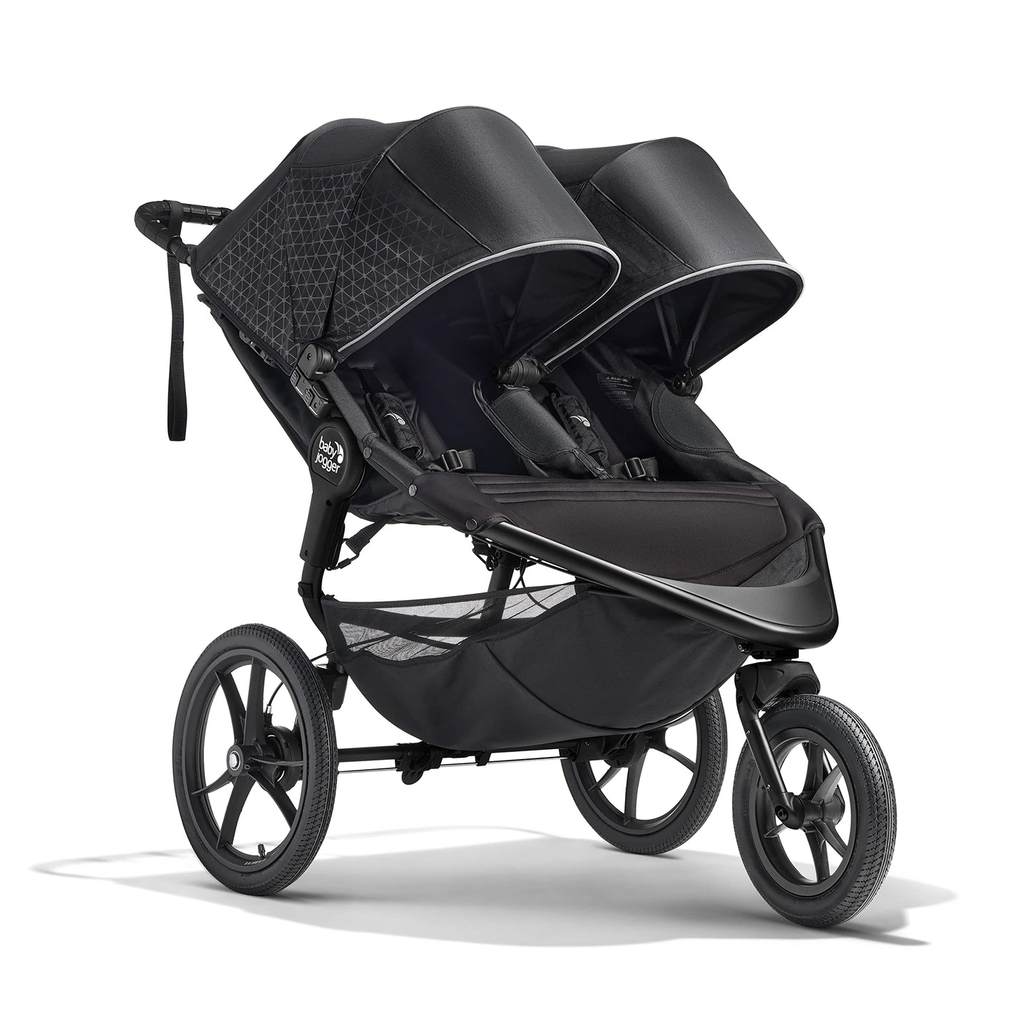 Baby Jogger® Summit X3 Double Jogging Stroller, Side by Side Double Stroller with Smooth Ride for Walking/Jogging, Compact Fold, All-Terrain Air Filled Tires, and All-Wheel Suspension, Midnight Black