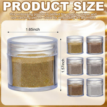 Heigble 6 Pcs 0.5 Ounce Embossing Powder Set for DIY Crafts Greeting Cards Making Scrapbooking Wedding Invitations