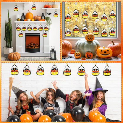 36Pcs Halloween Suncatchers Craft for Kids DIY Candy Corn Tissue Paper Craft set DIY Stained Glass Effect Paper Sun Catcher for Window Classroom Activities Halloween Party Decorations Favors
