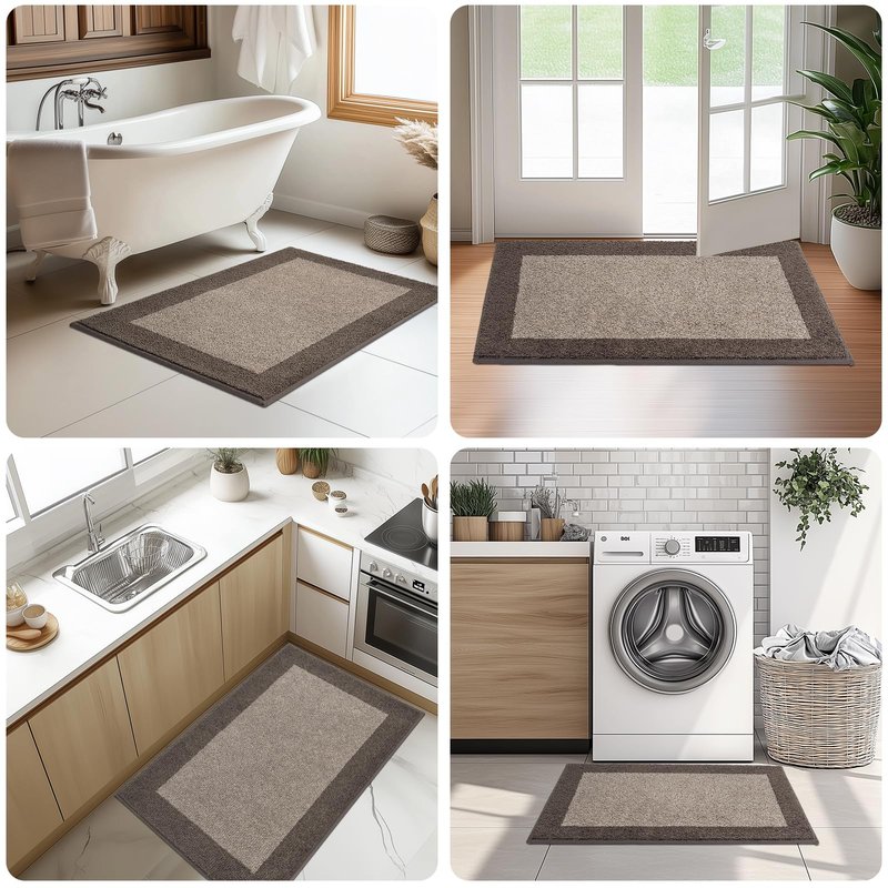DOMUSTEX Machine Washable Kitchen Rug 24" x 96", Non Slip Kitchen Mat for Floor, Absorbent Entrance Runner Rug for Bedroom, Hallway, Bathroom, Door (Roll Packing)