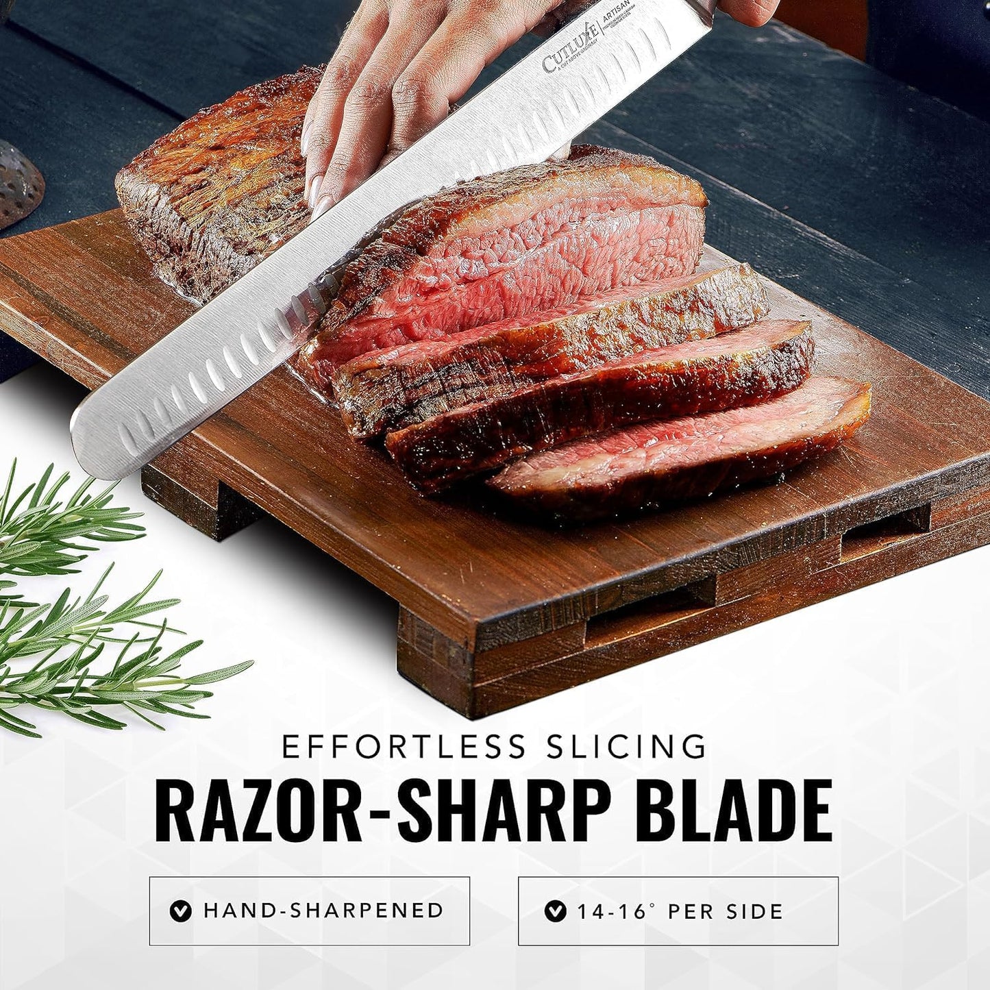 Cutluxe Carving Knife Set for BBQ & Brisket – Razor Sharp German Steel Slicing and Boning Knife for Meat Cutting, Full Tang & Ergonomic Handle, Grilling Gifts for Men – Artisan Series