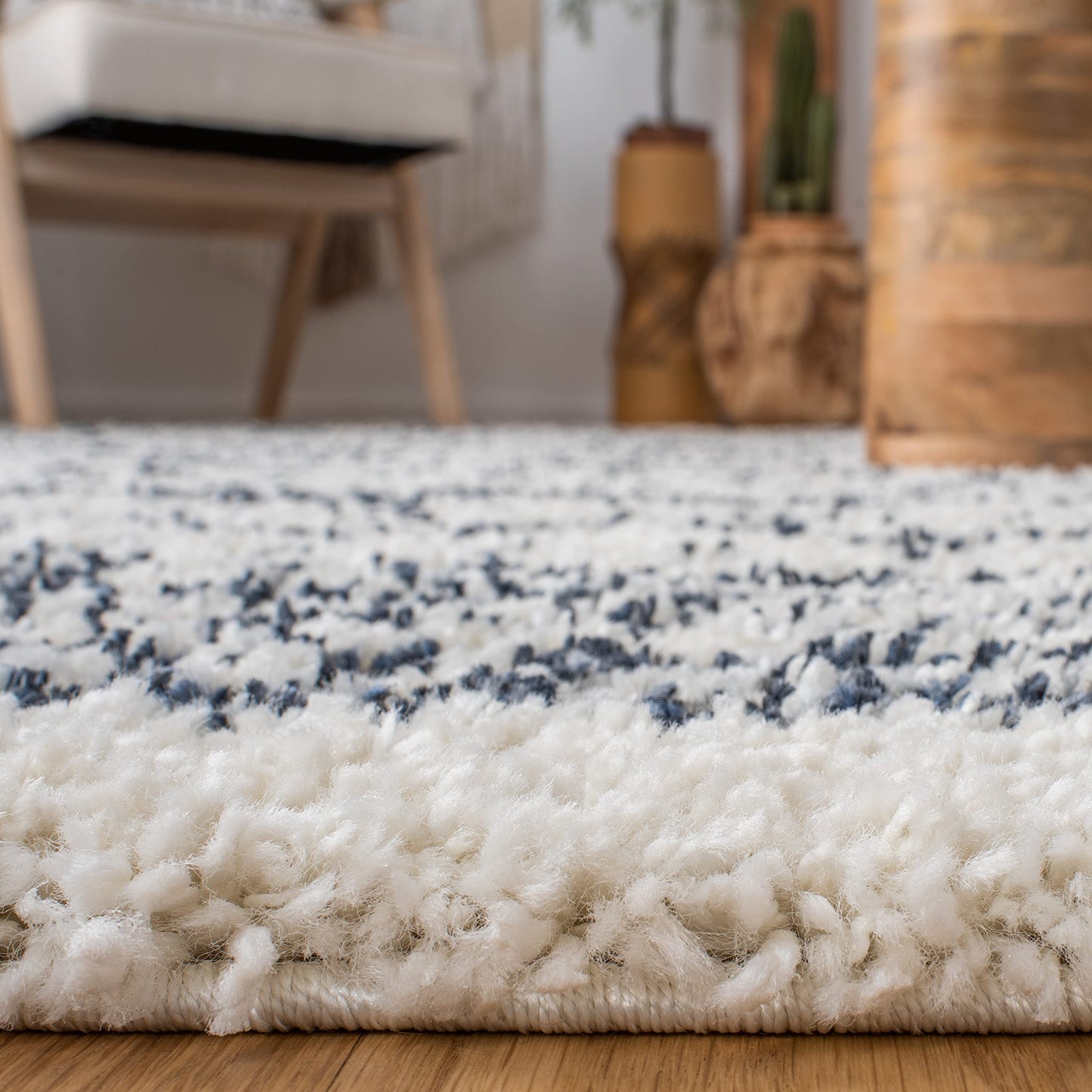 SAFAVIEH Area Rug 10x14 - Arizona Shag Collection - Large - Ivory & Slate, Moroccan Boho Design, Non-Shedding & Easy to Clean, Ideal for Living Room, Bedroom, Dining Space (ASG741M)