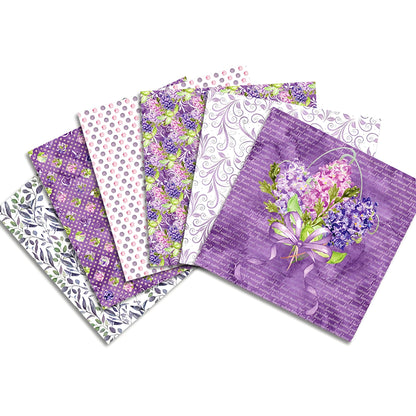 VIVIQUEN 24 Pack Purple Floral Scrapbook Paper, 12-inches Garden Flower Botanical Single-Sided Specialty Craft Paper Folded Flat for DIY Background Card Art Photo Album Decor