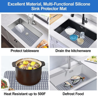 ARLBA Upgraded Silicone Sink Mat 28"x14" Sink Protectors for Kitchen Sink with Rear Drain/Center Drain,Sink Rack for Bottom of Sink, Kitchen Sink Mats for Bottom of Stainless Steel/Porcelain Sink
