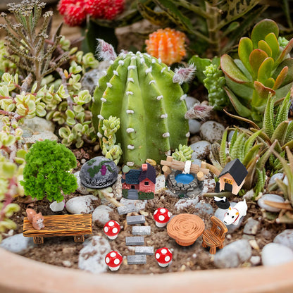 GGSTDDUP 45 Pcs Fairy Garden Accessories Miniatures Garden Kit with Animals, Mushroom House & Trees Miniature Accessories for Terrarium, Dollhouse & Outdoor Decor