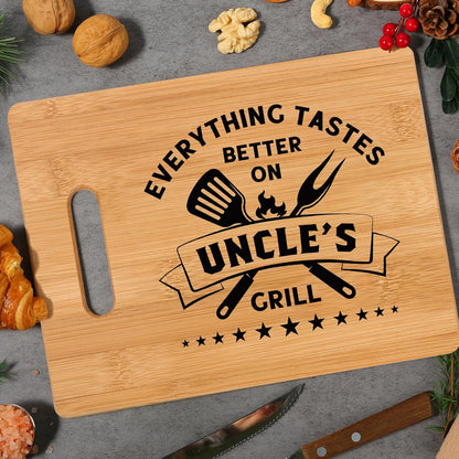 Unique Bamboo Cutting Board - Best Uncle Birthday Gifts from Niece Nephew - Cool Gifts for Uncle's Grill