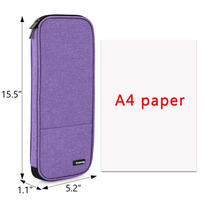 Teamoy Knitting Needles Case (Up to 14''), Travel Organizer Storage Bag for Knitting Needles, Tunisian Crochet Hooks and Accessories, Purple