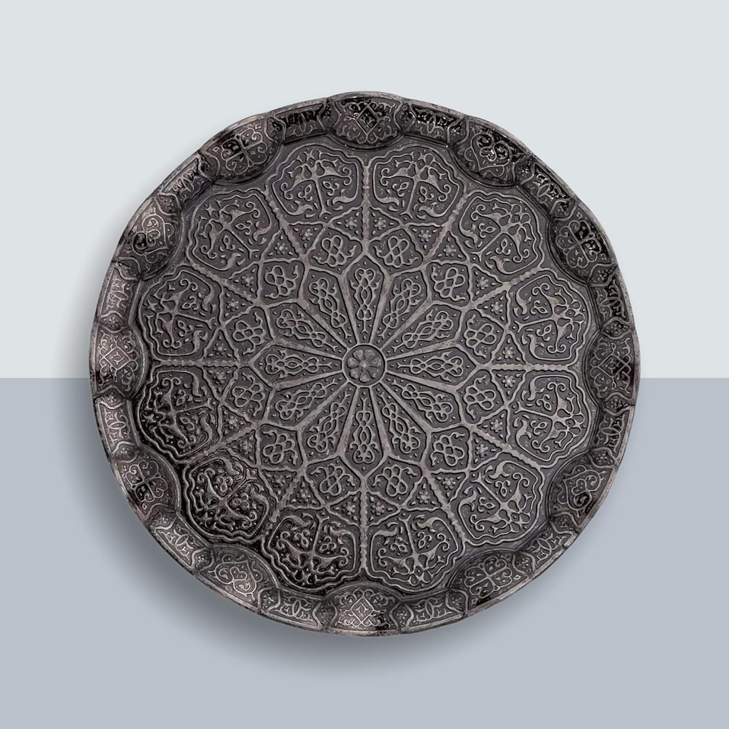 13.60 inches, Alisveristime Turkish Ottoman Coffee Tea Serving Tray Metal with Traditional Motifs, Available in Five