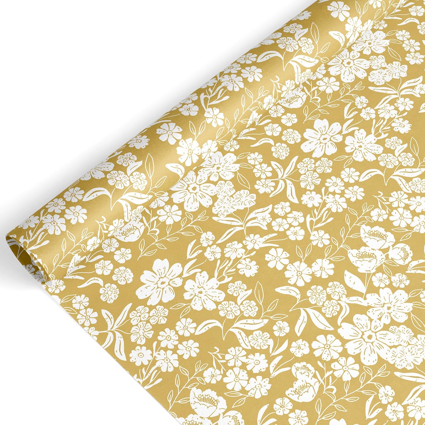 JarThenaAMCS Floral Wrapping Paper - Mini Roll - 17 In x 32.8 Ft Spring Yellow Flower Botanical Gift Wrap Paper for DIY Art Crafts Wedding Birthday Holiday Party Supplies