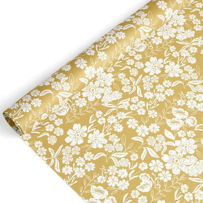 JarThenaAMCS Floral Wrapping Paper - Mini Roll - 17 In x 32.8 Ft Spring Yellow Flower Botanical Gift Wrap Paper for DIY Art Crafts Wedding Birthday Holiday Party Supplies