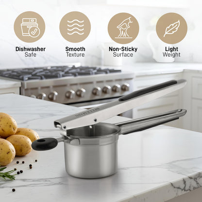 Bellemain Large Potato Ricer 15oz – Heavy Duty Stainless Steel Potato Masher for Smooth Mashed Potatoes, Baby Food & Gnocchi Maker