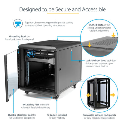 12U 29in Knock-Down Server Rack Cabinet with Casters
