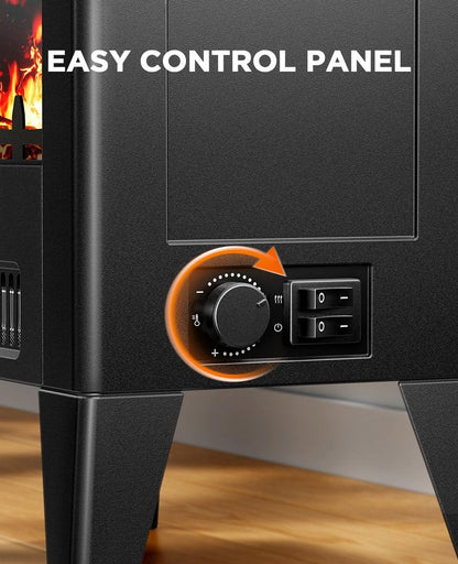 Silonn Electric Fireplace Heater, Quick Heating Portable Low Noise Fireplace with Temp Control, CSA Certified,18” Electric Fire Place with Overheat Protection Function for Living Room, Bedroom, Black