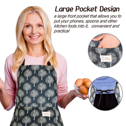 SATINIOR 3 Pieces Waterproof Bib Apron with 2 Pockets Adjustable Cooking Kitchen Apron for Women Men Chef BBQ Baking Cleaning(Black,Blue,Grey)