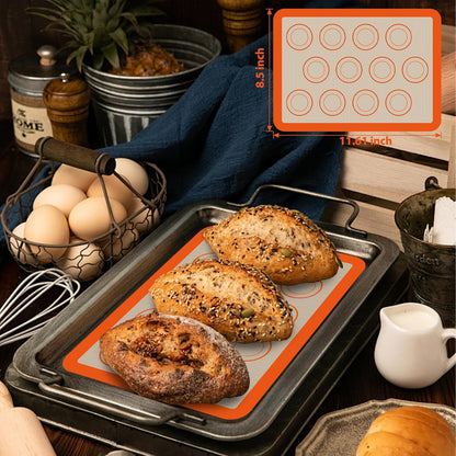 Skiennix Silicone Baking Mat Set - Nonstick Reusable Bread Sling & Loaf Pan Liners | Perfect for Macarons & Pastry