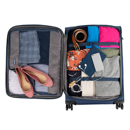 Travelpro Tourlite Softside 2-Piece Set, Expandable Luggage, 4 Spinner Wheels, Lightweight Suitcase, 21" Carry-On, 25" Checked Medium, Blue