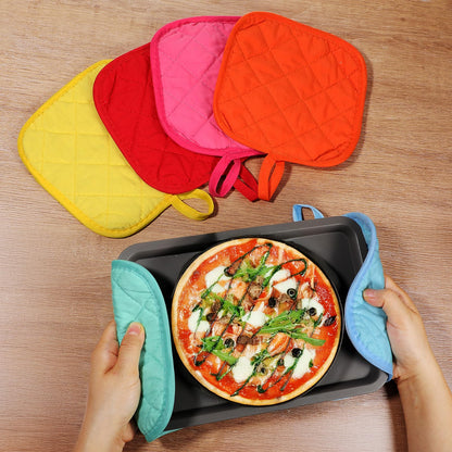 24 Pcs Pot Holders for Kitchen, Heat Resistant Quilted Hot Pads & Oven Mitts with Hanging Loops, Multicolor Cotton Potholder Set for Cooking & Baking (6 Colors)