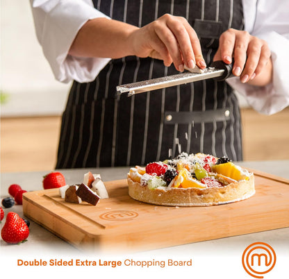 MasterChef Bamboo Cutting Board for Meat, Large Butcher Block Countertop, 18" x 12" Organic Surface