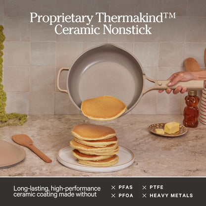 Our Place Cookware Duo | 7-Piece Ceramic Cookware Set with 10.5" Always Pan 2.0, 5.5 Qt Perfect Pot & Strainer Basket | Induction & Oven Safe up to 450°F | Nonstick, Non-Toxic | Forget-Me-Not Blue