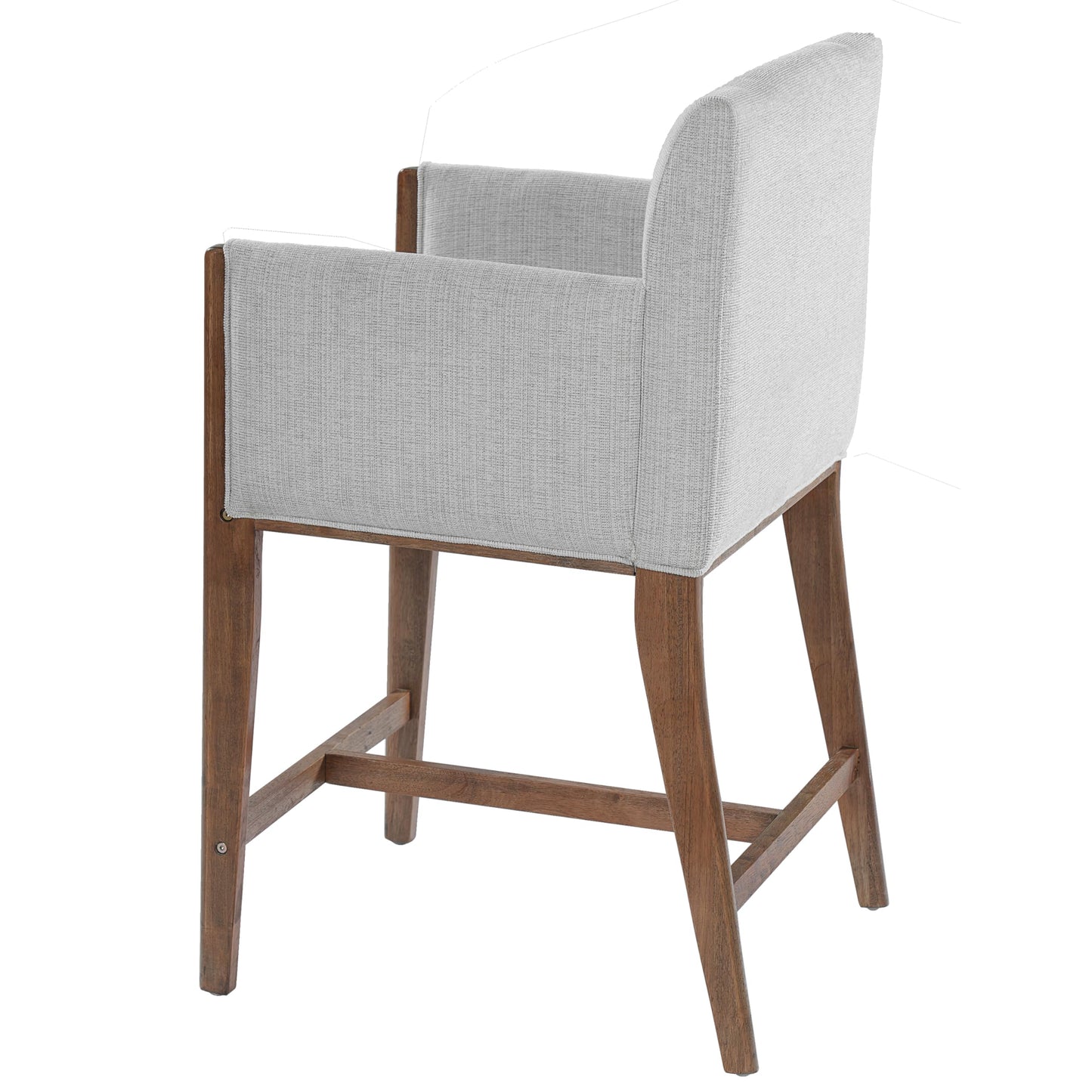 Christopher Knight Home Willer 24'' Comfy Upholstered Counter Height Bar Stools Set of 2, Counter Stools for Kitchen Island, Wood Dining Room Chair, Bar Stool with Footrest/Armrest, Walnut + Beige