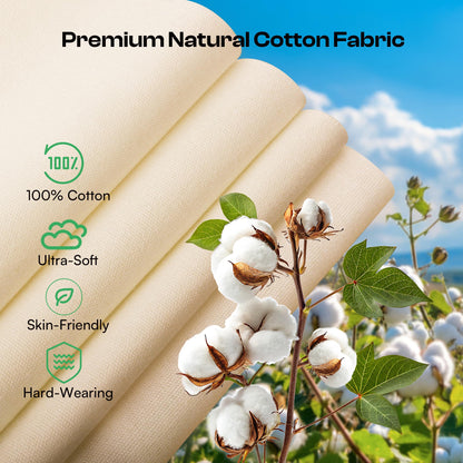 XEmbro 12 PCS Embroidery Fabric for Needlework Garment Craft, Pre-Cut Beige Embroidery Cloth, Natural Cotton Embroidery Cloth Fabric Squares (9.8 × 9.8 Inch)