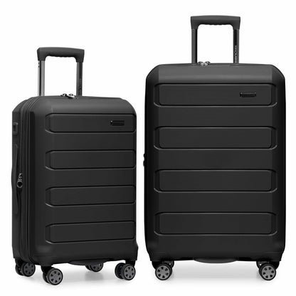 Traveler's Choice Pagosa Hardshell Expandable Luggage with Spinner Wheels, Black, 2-Piece Set (22/26)