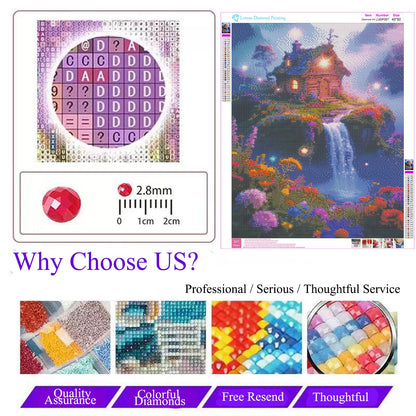 Lvmuu Large Landscape Scenery Diamond Art Kits for Adults Beginners, 5D DIY Full Round Drill Floral Waterfall Diamonds Art Kits Paint By Number Gem Art Craft Home Wall Decoration 40x50cm