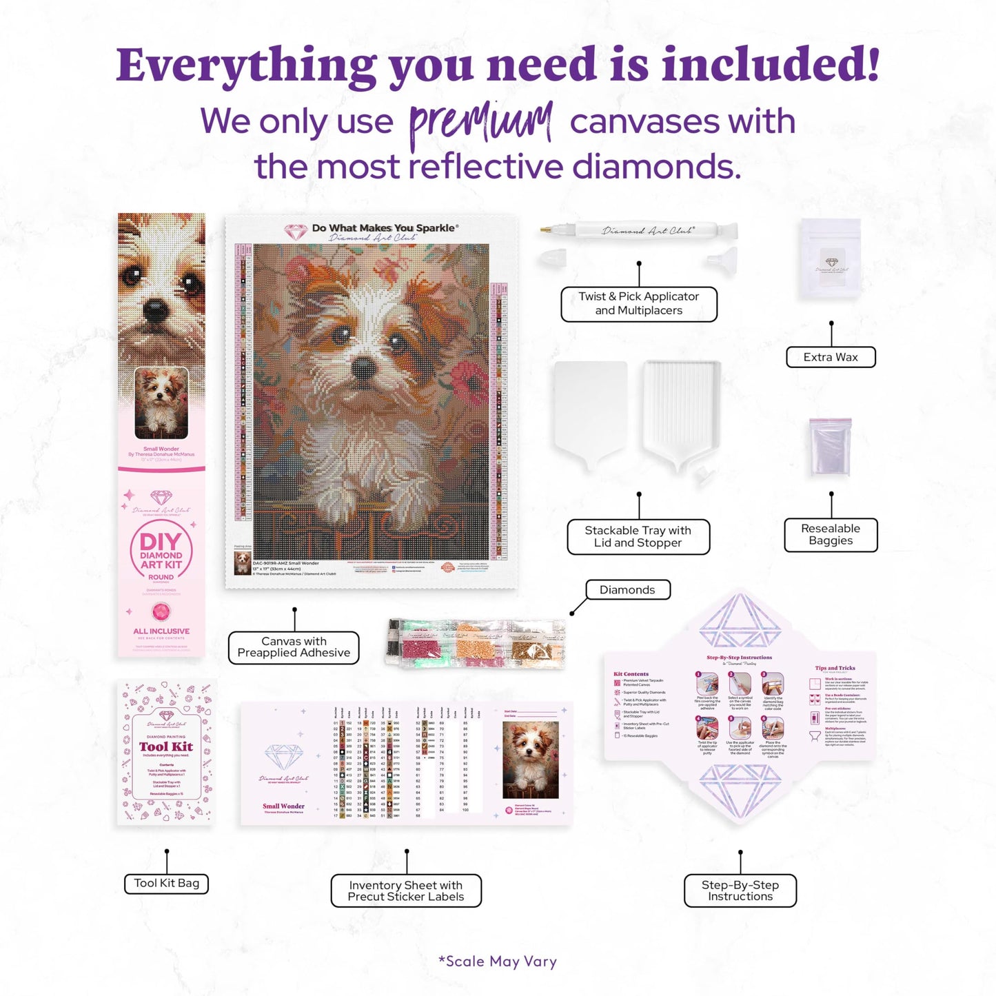DIAMOND ART CLUB Small Wonder - Terrier Diamond Painting Kit, Fun DIY Crafts for Adults, Round Diamond Art Canvas, 13" x 17" (33 cm x 44 cm)