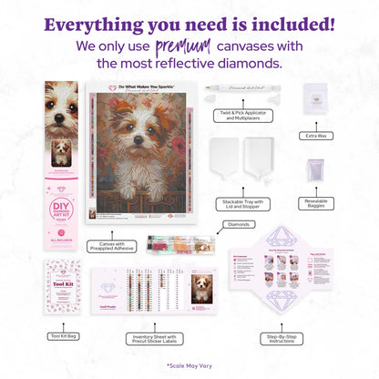 DIAMOND ART CLUB Small Wonder - Terrier Diamond Painting Kit, Fun DIY Crafts for Adults, Round Diamond Art Canvas, 13" x 17" (33 cm x 44 cm)